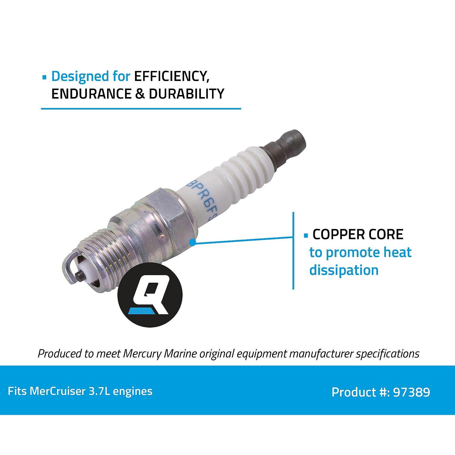 Quicksilver 97389 NGK BPR6FS standard spark plug for MerCruiser 3.7L engines sold individually Facts