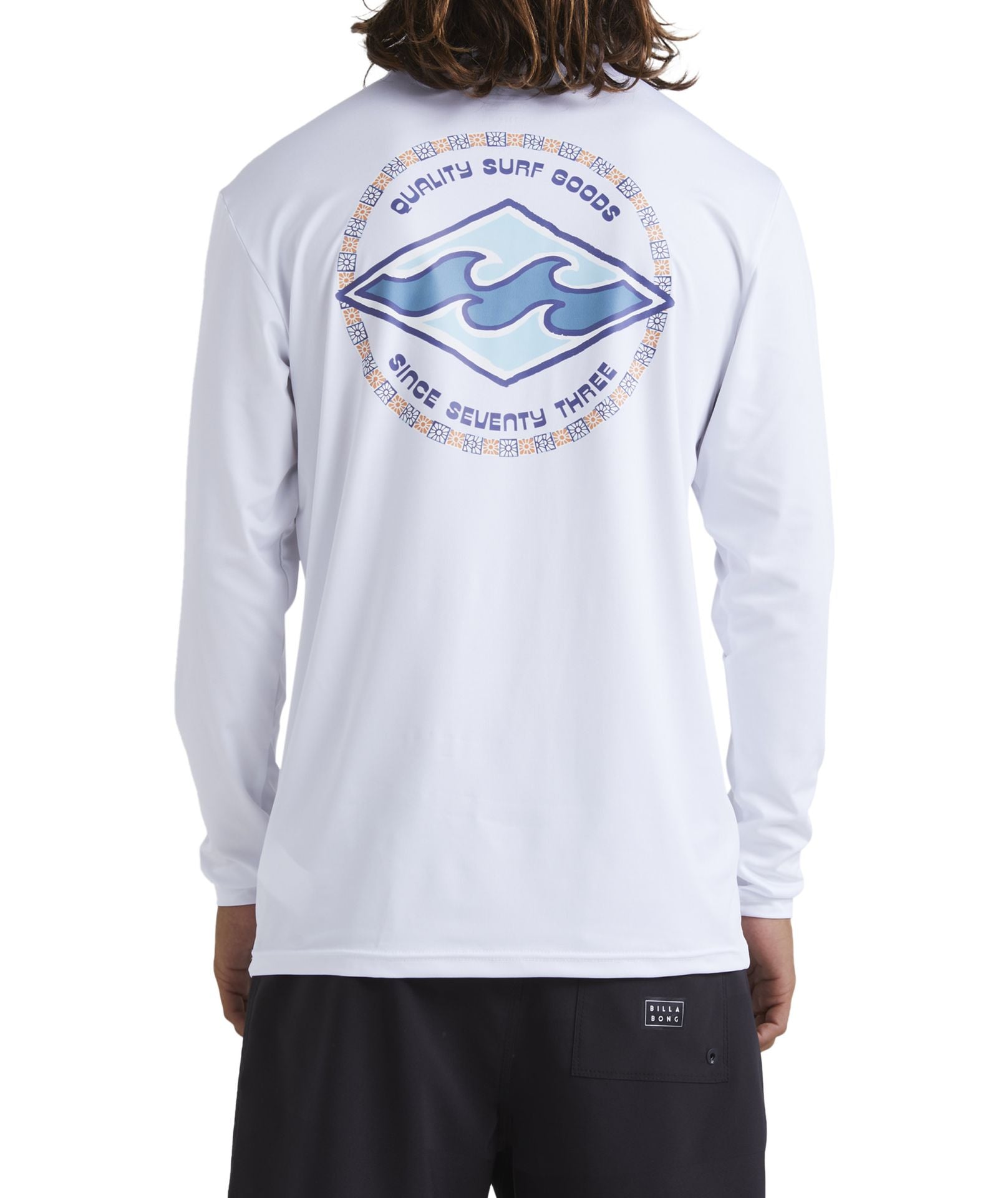 Billabong Rotor Diamond Loose Fit Long Sleeve Surf Tee- White