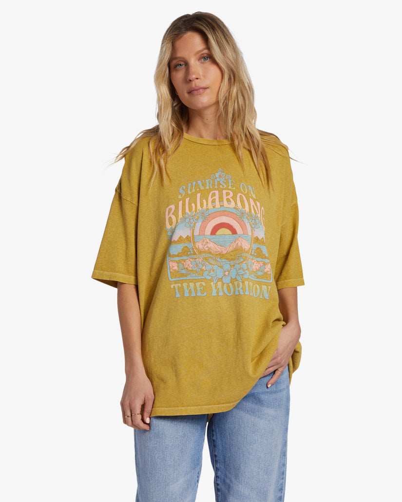 Billabong Sunrise On The Beach T-Shirt- Green Envy