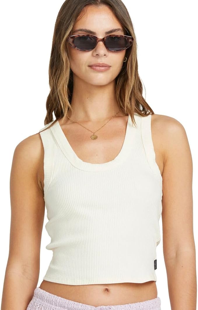 Billabong Women’s Rerun Knit Tank – Whitecap Knit Scoop Neck Tank Close