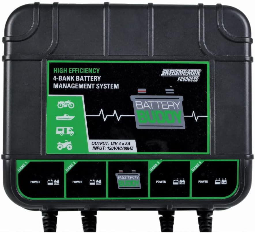 Extreme Max 1229.4023 Battery Buddy 4-Bank Battery Charger/Maintainer