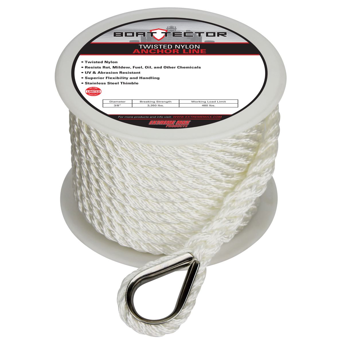 Extreme Max Twisted Nylon 38X50 WHITE THIMBLE