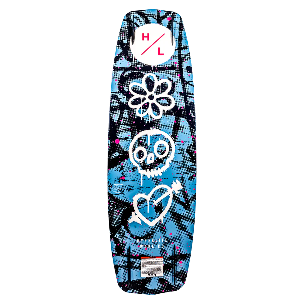 Hyperlite Journey Wakeboard Bec Gange women’s board with Biolite 3 Core, Satin Flex, 3-stage rocker, dual concave base, and P-Wing fins Base