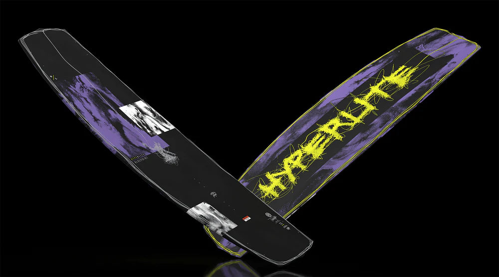 Hyperlite Blueprint Wakeboard Trever Maur board with Biolite 3 Core, continuous rocker, dual concave base, molded landing feature, and .7 fins Detail