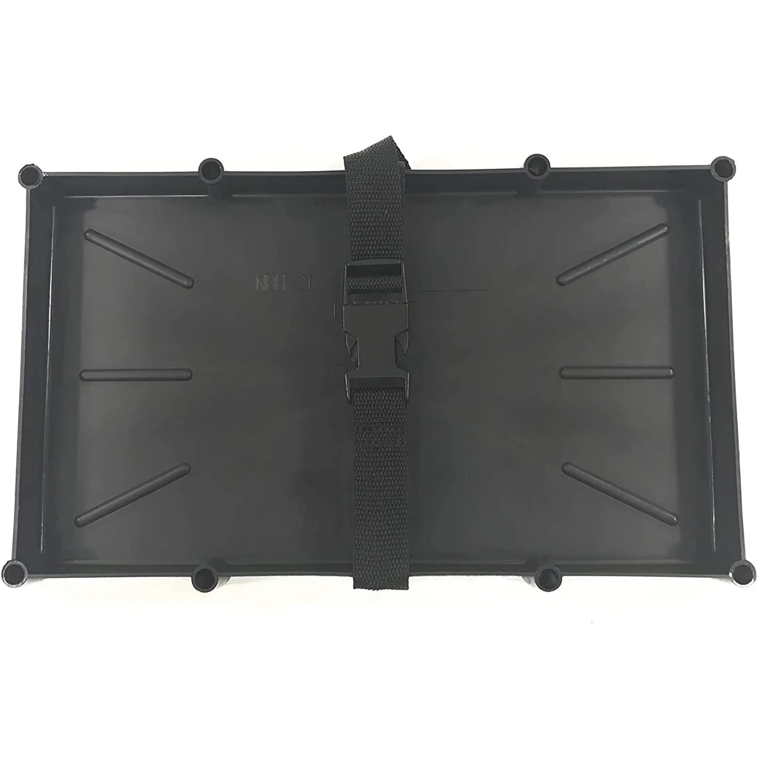 T-H Marine NBH-27P-DP narrow Series 27 marine battery holder tray with poly strap and recessed mounting wells alternate