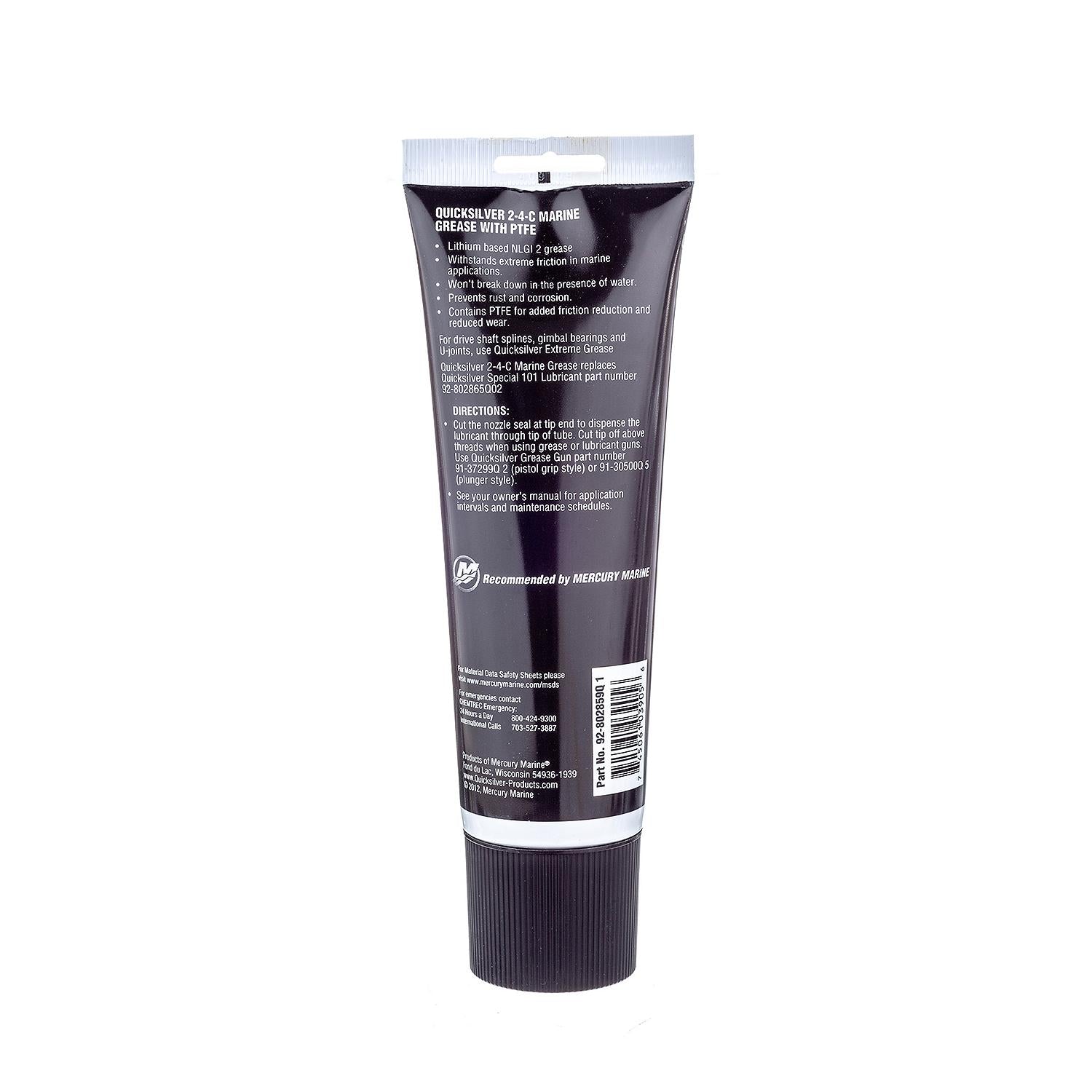 Quicksilver 2-4-C Marine Grease with PTFE (802859Q1) 8-oz Tube