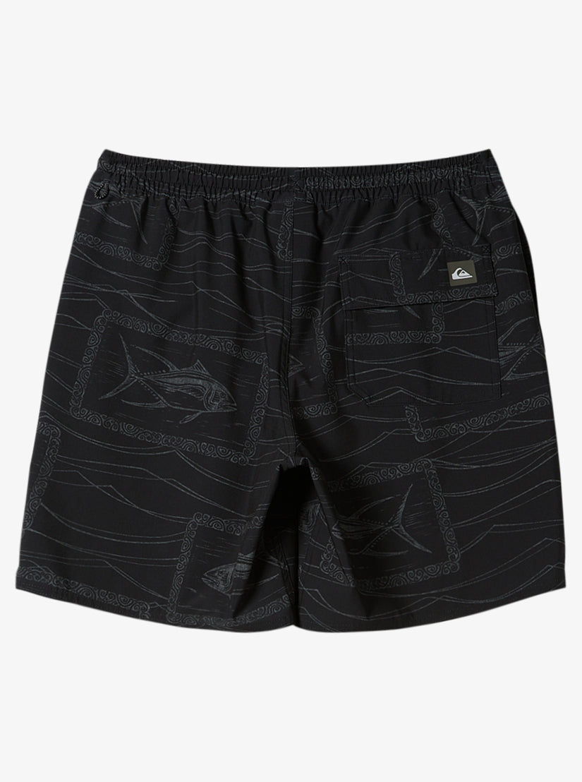 Quiksilver Waterman Reef Point Volley 17" Elastic Waist Shorts- Reef Point Black