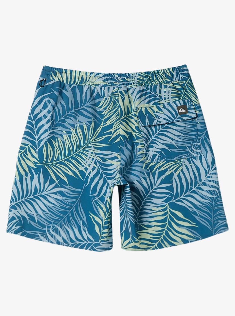 Quiksilver Waterman Wild Fern 17" Elastic Waist Shorts- Wild Fern Blue Steel