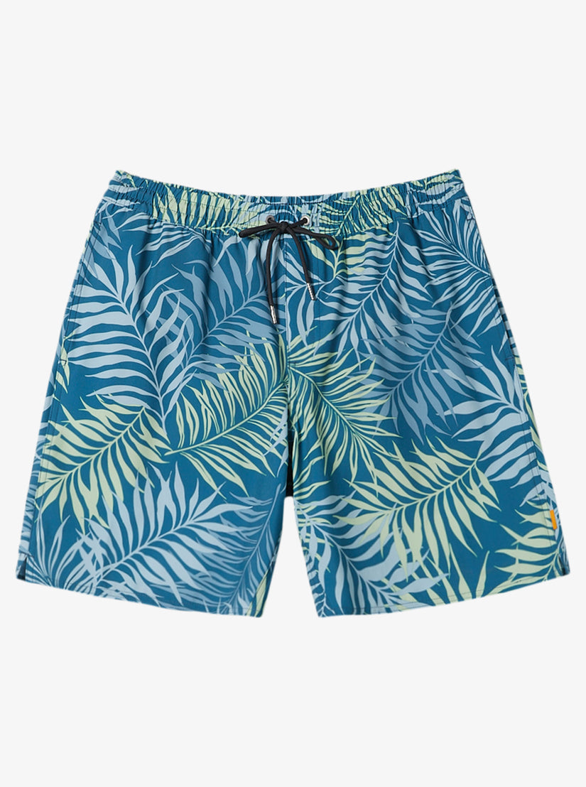 Quiksilver Waterman Wild Fern 17" Elastic Waist Shorts- Wild Fern Blue Steel