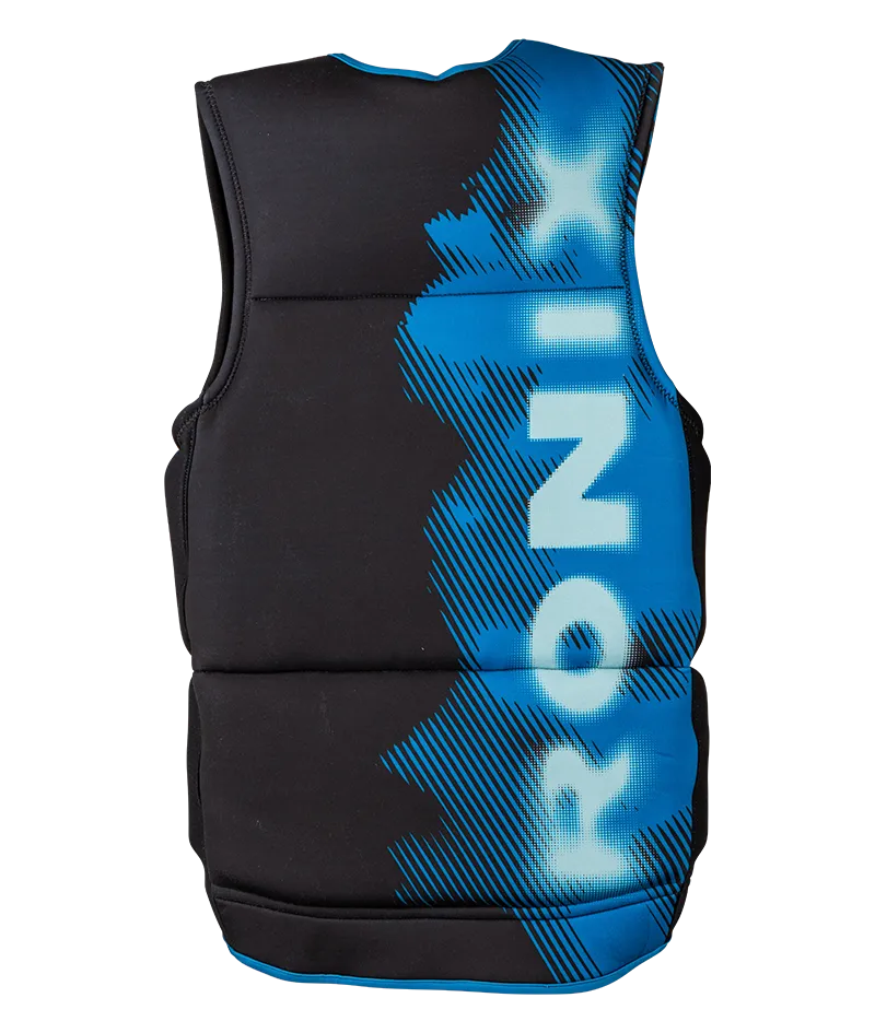 Ronix Atomik Capella 3.0 L70 US/CA CGA life vest in Black/Slate Blue with cylindrical wraparound fit Back