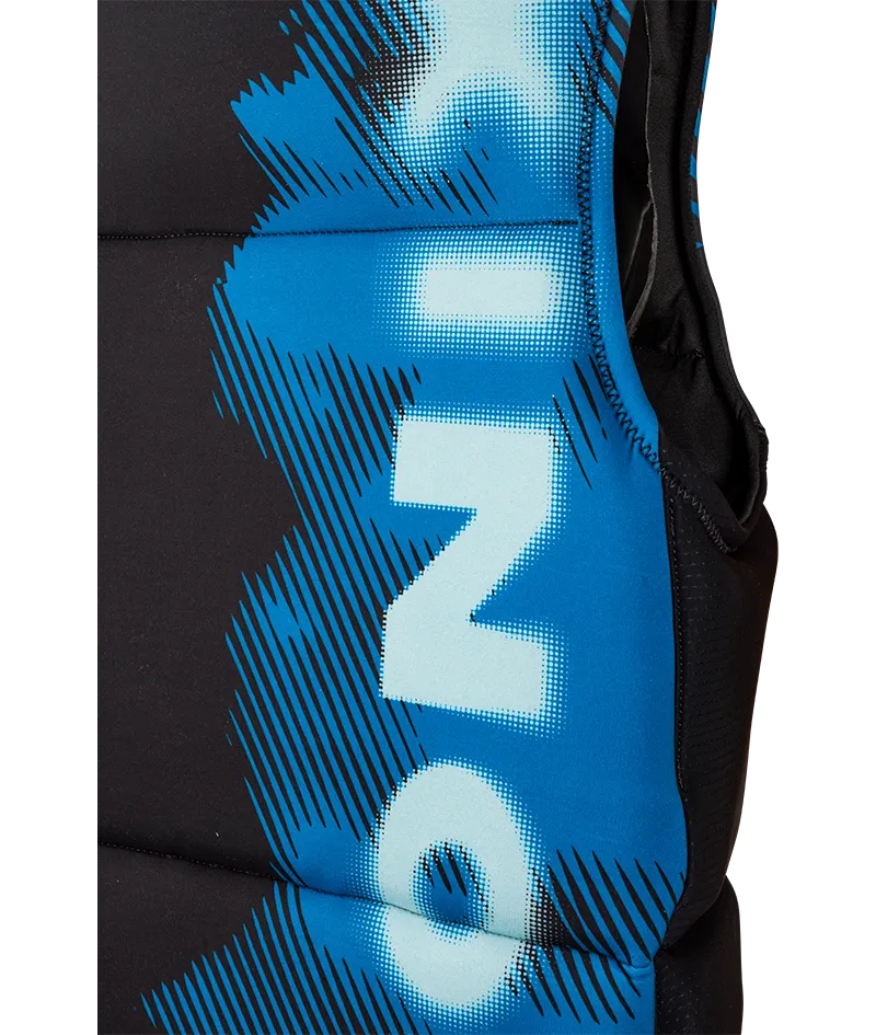 Ronix Atomik Capella 3.0 L70 US/CA CGA life vest in Black/Slate Blue with cylindrical wraparound fit Brand
