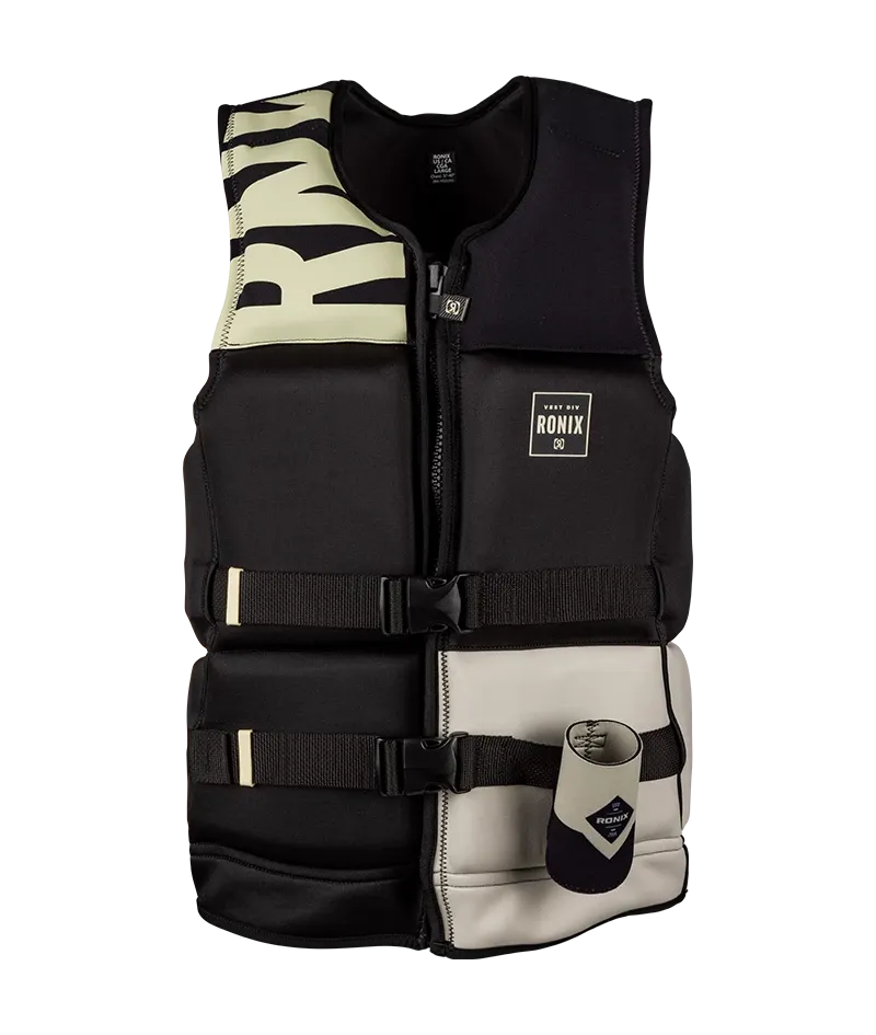Ronix High Life Capella 3.0 L70 US/CA CGA life vest in Black/Sand with cylindrical wraparound fit
