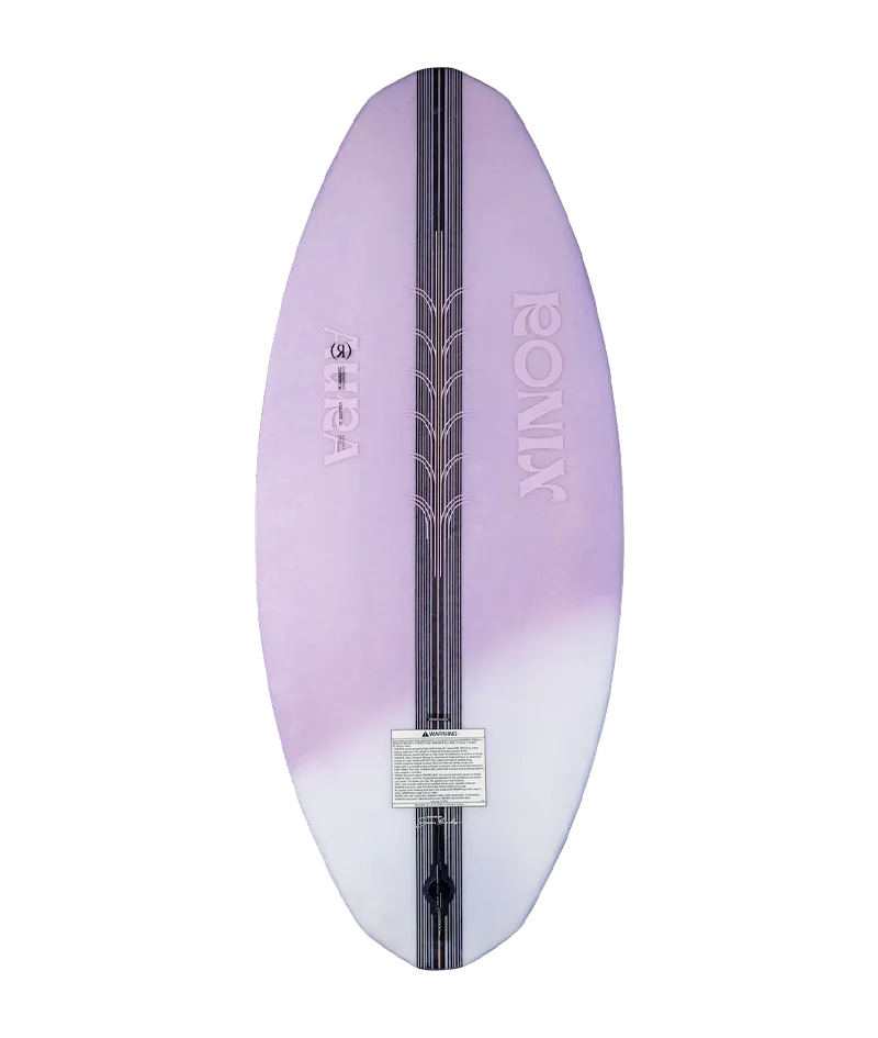 Ronix Aura women's Flyweight skimmer wakesurf board in Lavender Carbon with lightweight responsive skim design Bottom