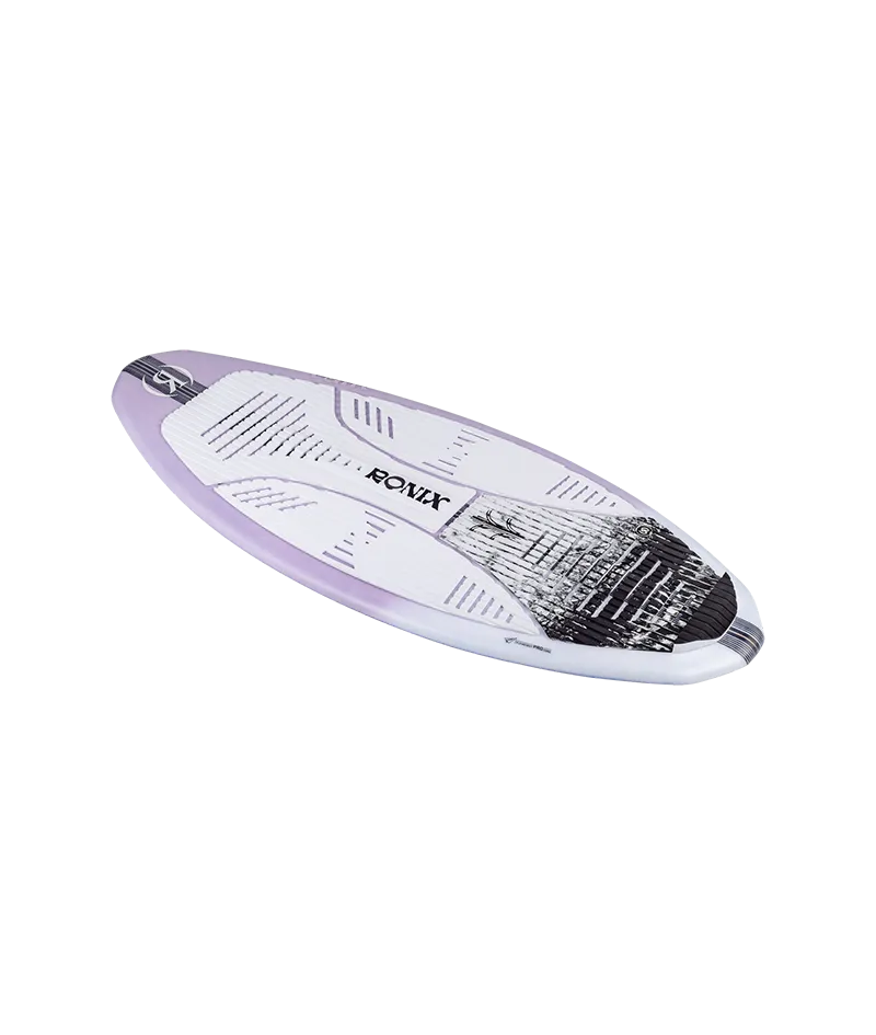 Ronix Aura women's Flyweight skimmer wakesurf board in Lavender Carbon with lightweight responsive skim design Top Angle