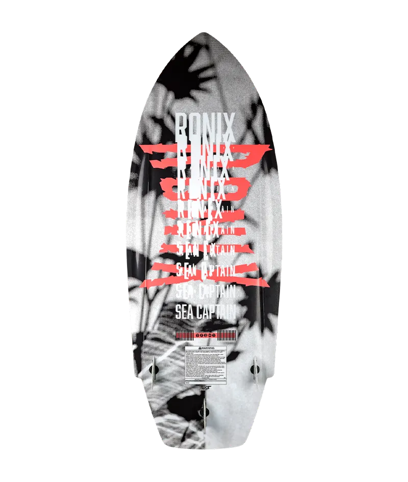 Ronix Sea Captain women's Tuff Tech wakesurf board in Black/Pink with quick-reacting rail drive Top
