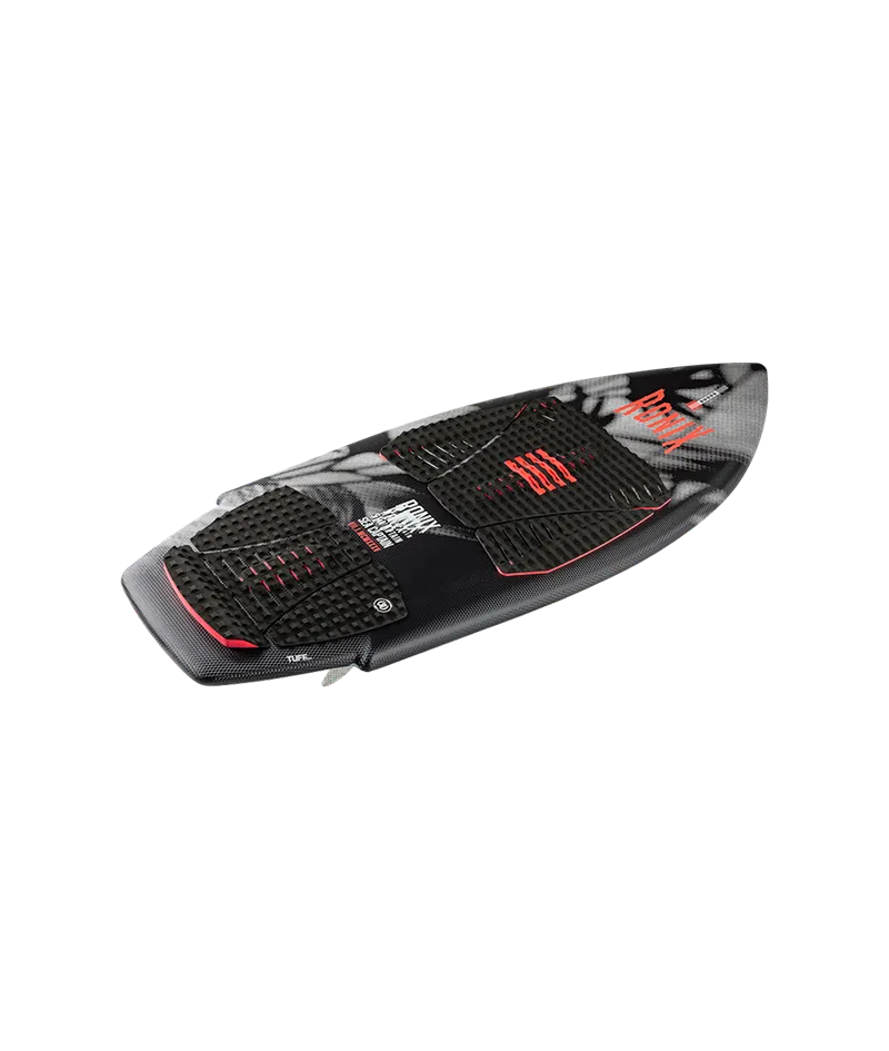 Ronix Sea Captain women's Tuff Tech wakesurf board in Black/Pink with quick-reacting rail drive Top Angle