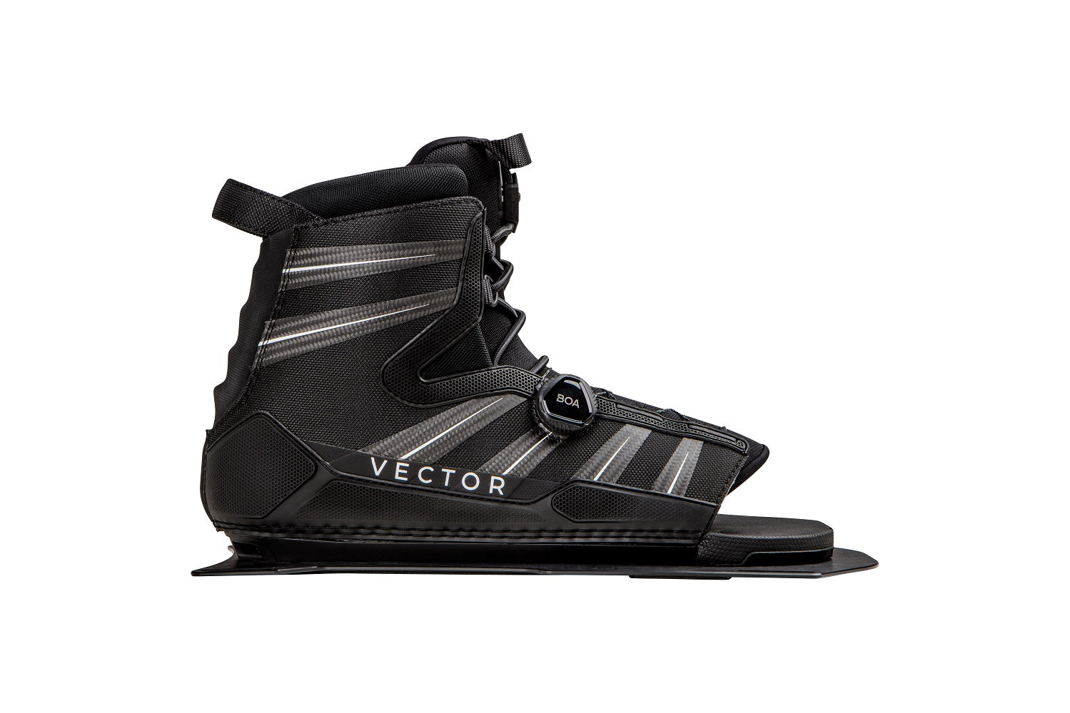 Radar Vector Boa Waterski Boot - Black / Carbon / White Aluminum Plate