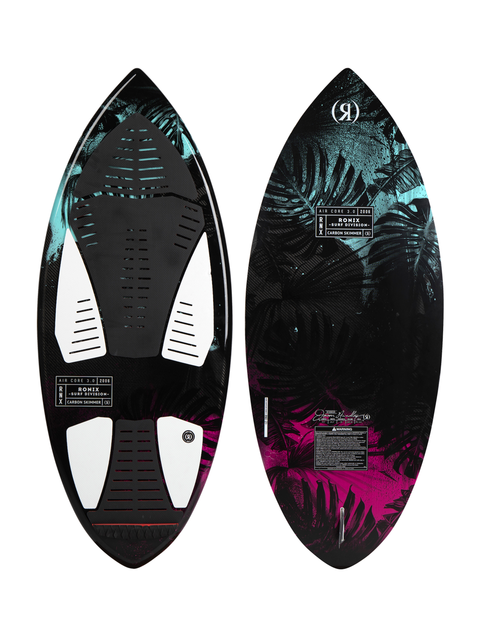 Ronix Women's Carbon Air Core 3 Skimmer Wakesurf Board - Black / Mint / Coral - 4'4