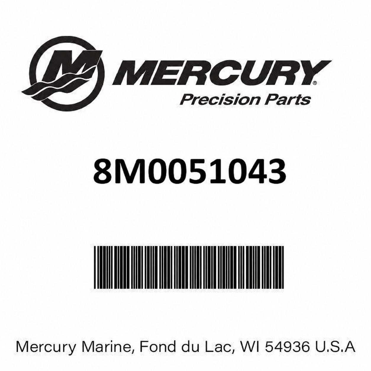 Mercury 8M0051043 gearcase retaining ring part identification label