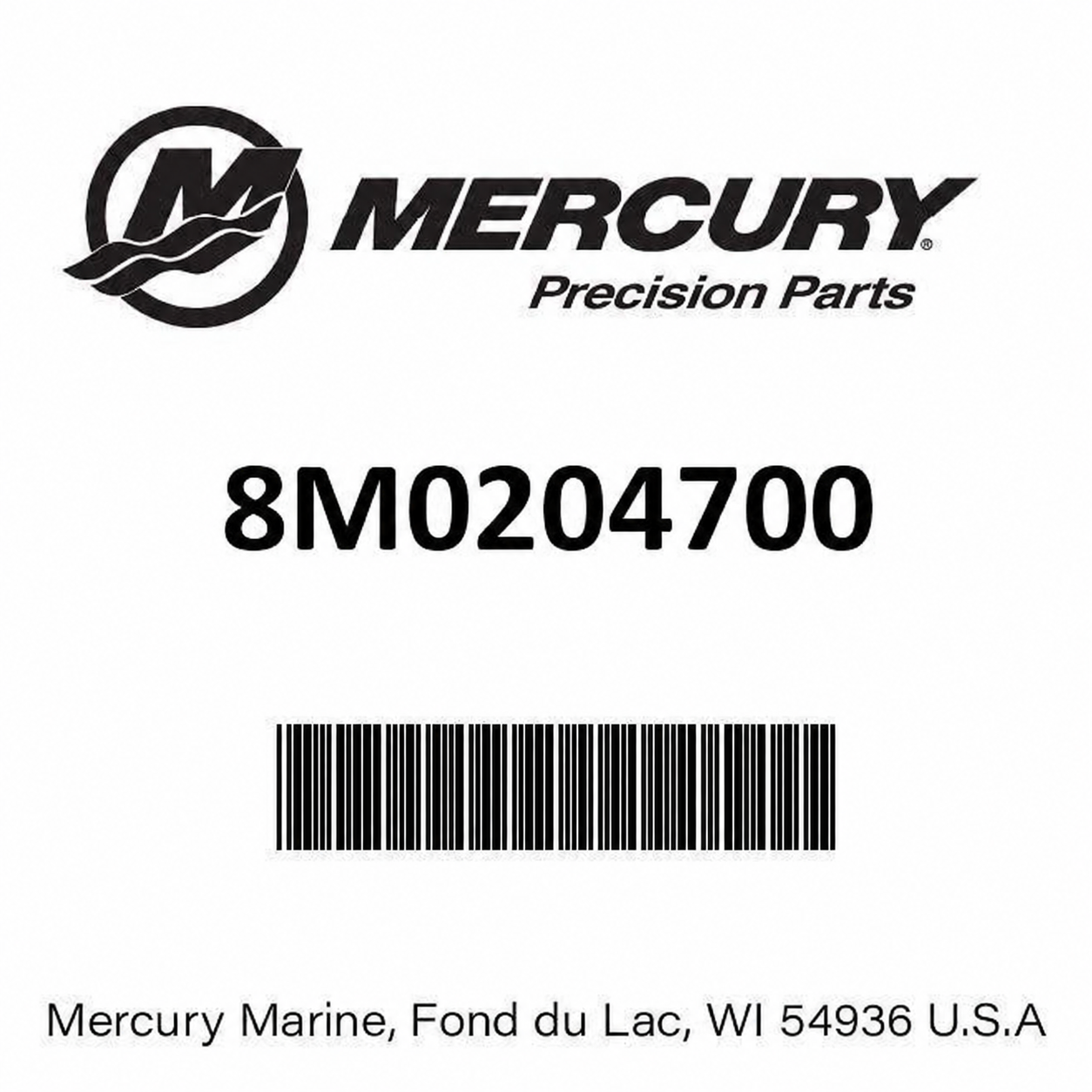 Mercury 8M0204700 propeller shaft oil seal part identification label