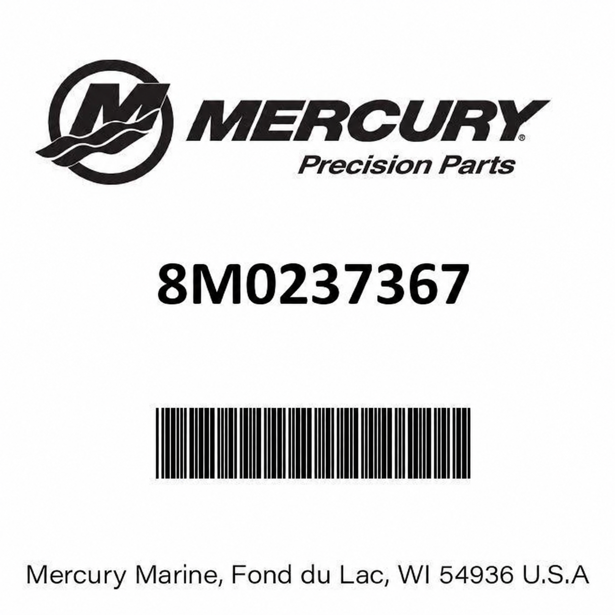 Mercury 8M0237367 bearing assembly part identification label