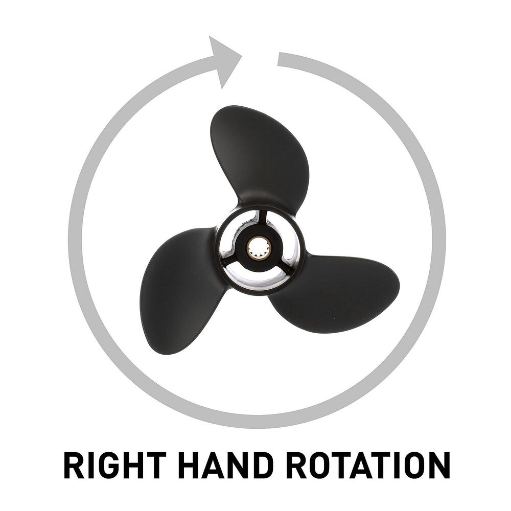 Quicksilver QA3184R Black Diamond 7.8 x 8 RH propeller right-hand rotation diagram