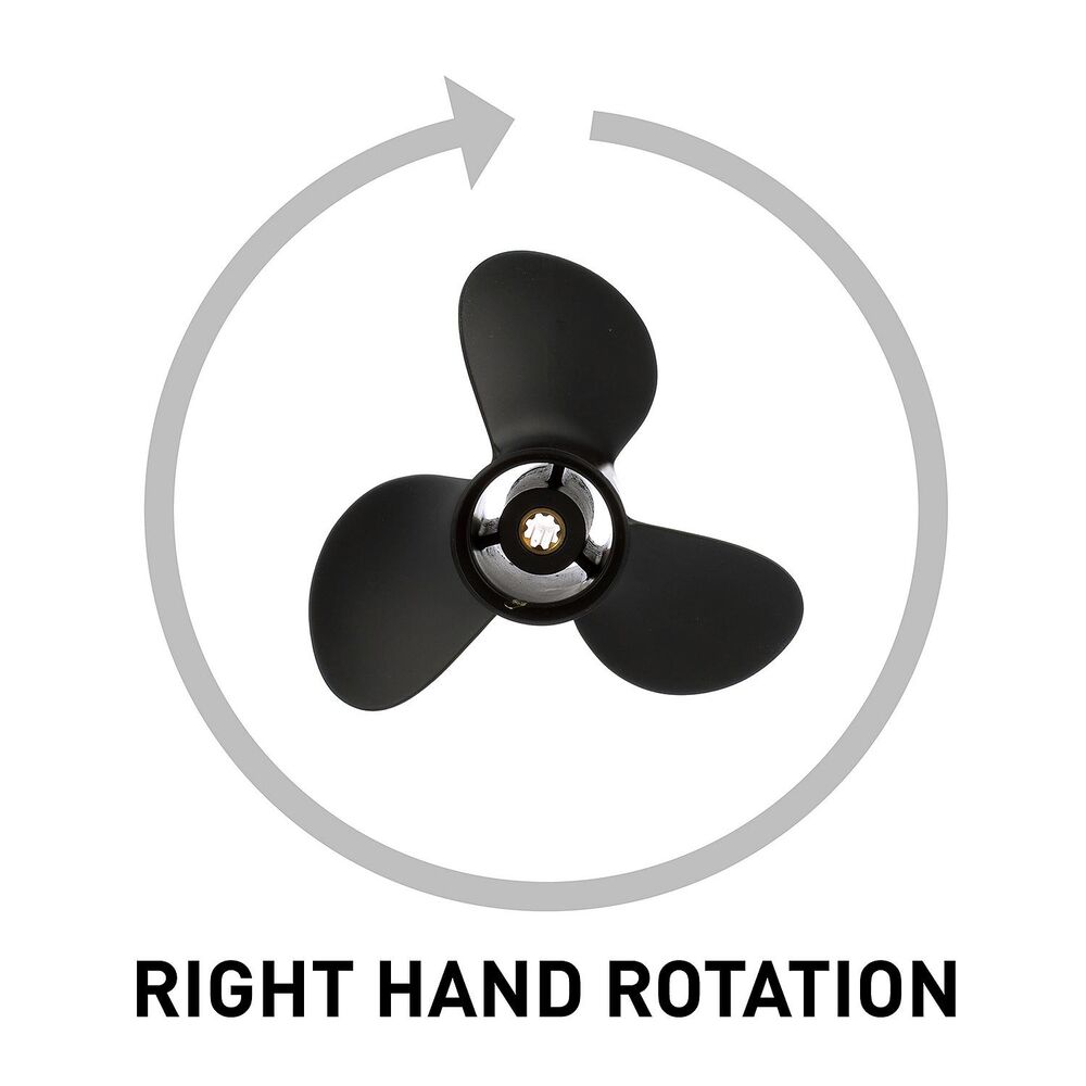 Quicksilver QA3914R Black Diamond 9.25 x 10 RH propeller right-hand rotation diagram