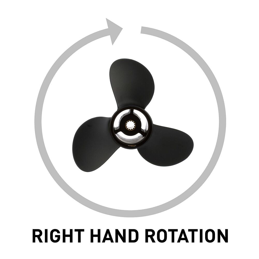 Quicksilver QA3170R Black Diamond 9.25 x 11 RH propeller right-hand rotation diagram