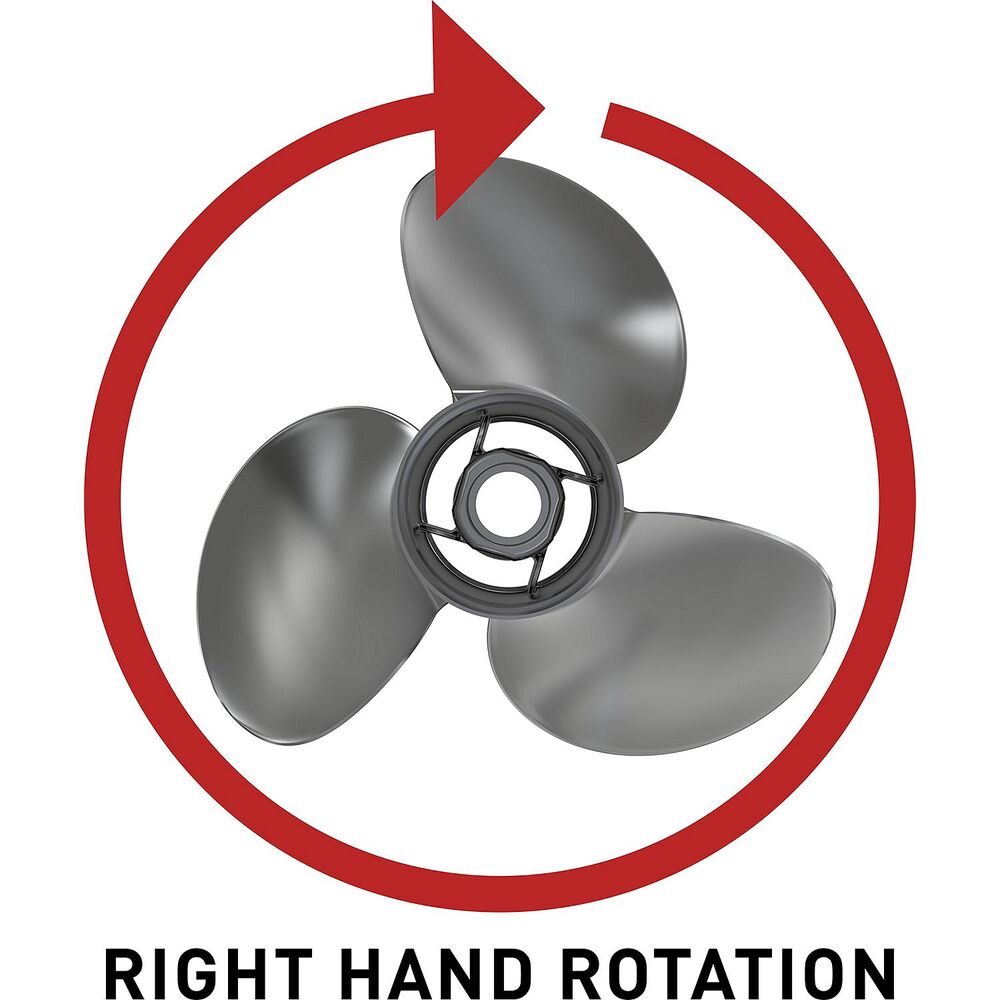 Quicksilver QA3150R Black Diamond 9 x 10 RH propeller right-hand rotation diagram