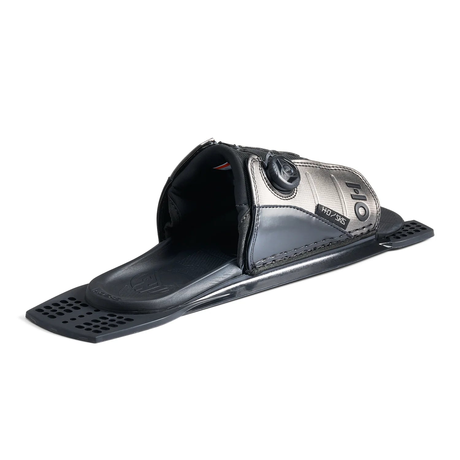 HO Sports Stance ATOP Adjustable Rear Toe Plate Waterski Boot with ATOP reel lacing and UltraLite base left angle