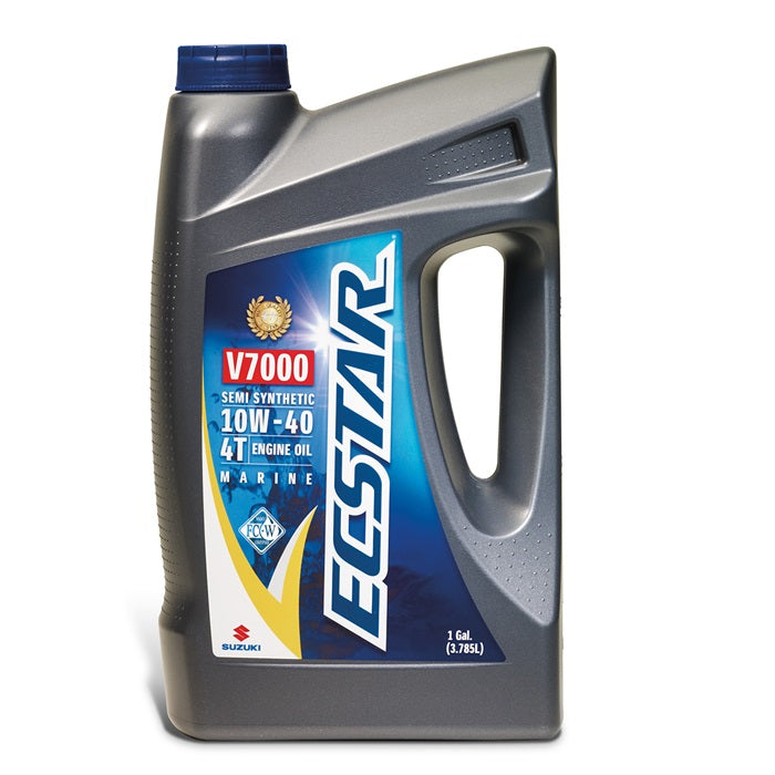 Genuine Suzuki ECSTAR 10W‑40 marine oil gallon container