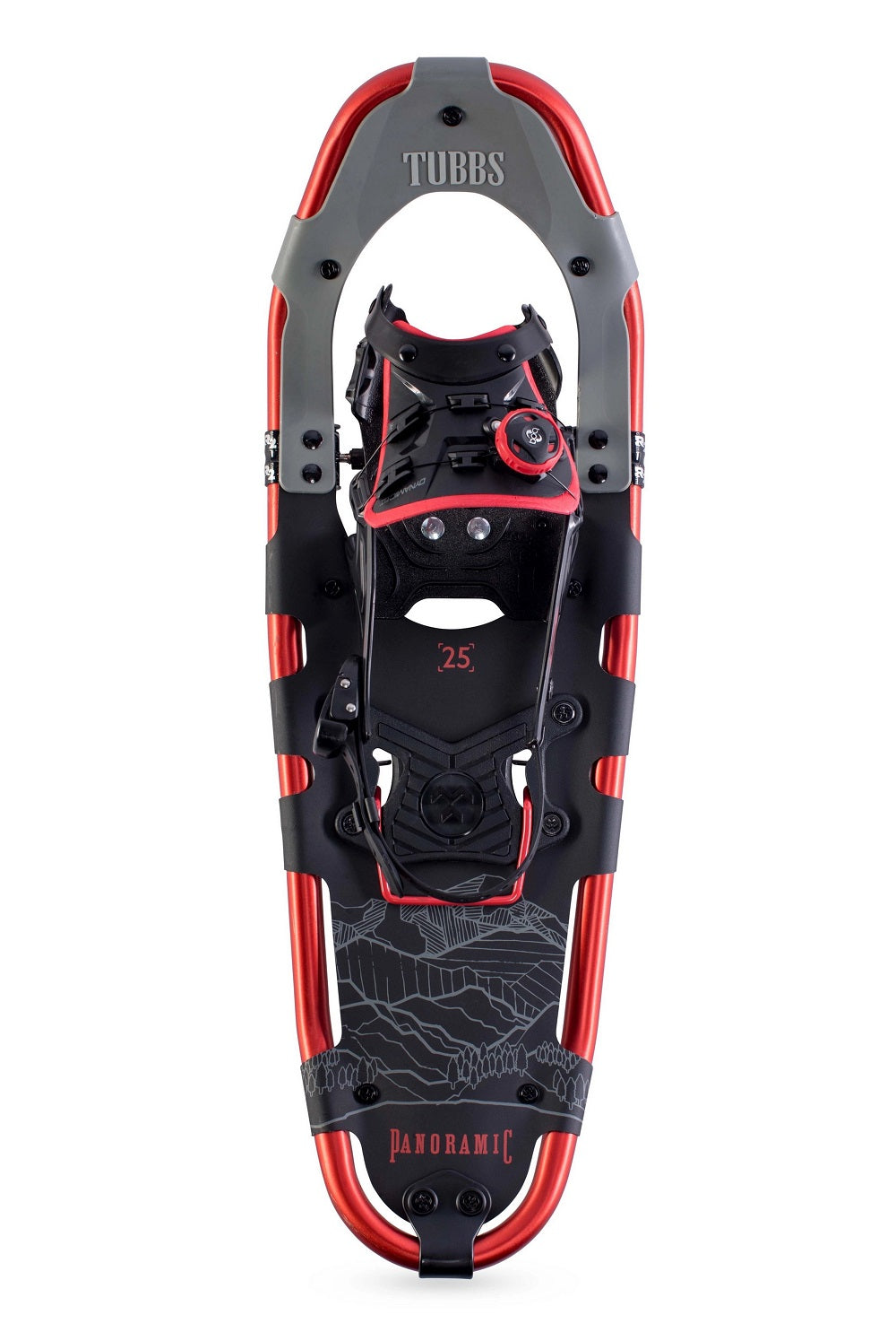 Top view photo of mens snowshoe red and black