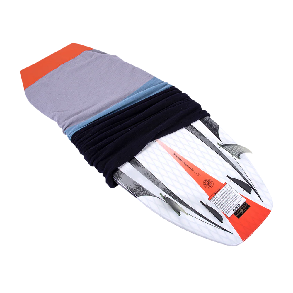 Hyperlite Blunt Nose Surf Sock OSFA wakesurf board cover with plush terrycloth fabric, reinforced nylon nose, drawstring closure, and fin pouch base
