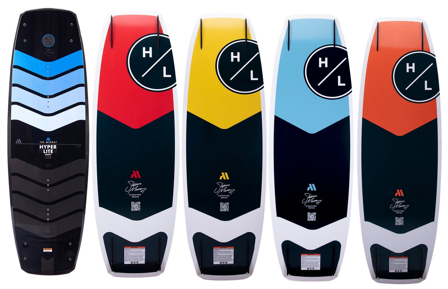 multi color wakeboard top and bottom views