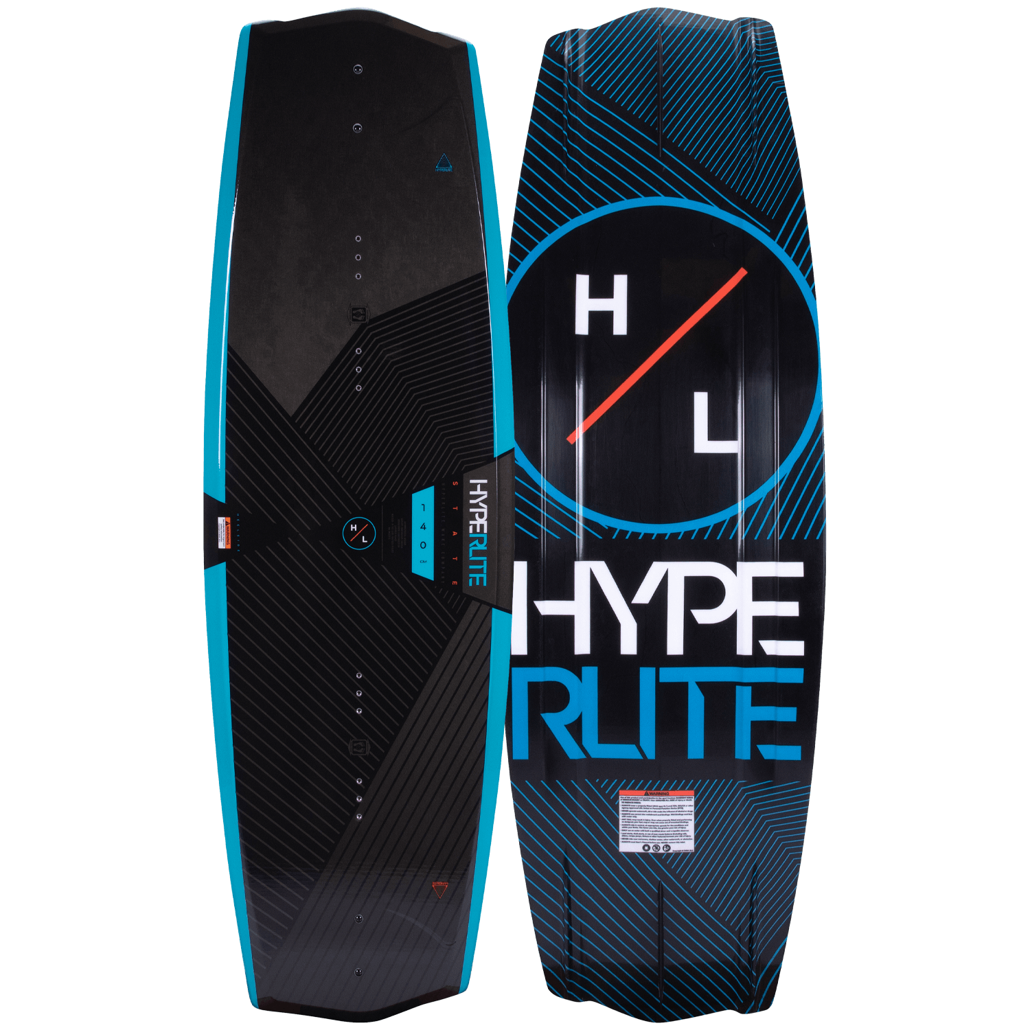 wakeboard with hyperlite top and bottom side by side view